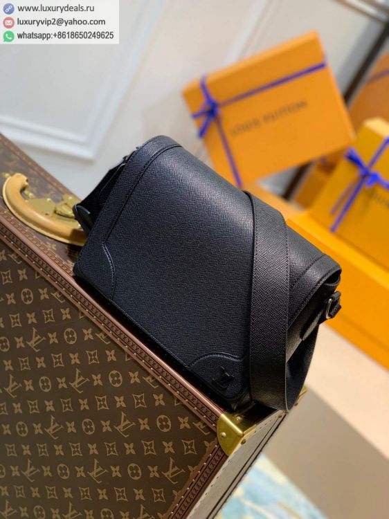 Louis Vuitton LV New Flap Messenger M30807 Men Black Leather Shoulder Bags