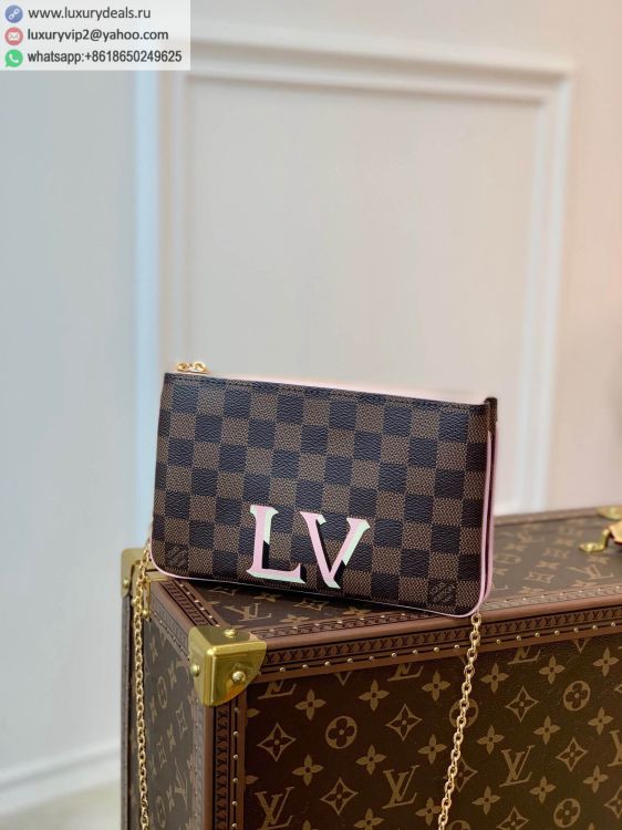 Louis Vuitton LV Double Zip Pochette bag N60254 Women Damier Ebene PVC Shoulder Bags