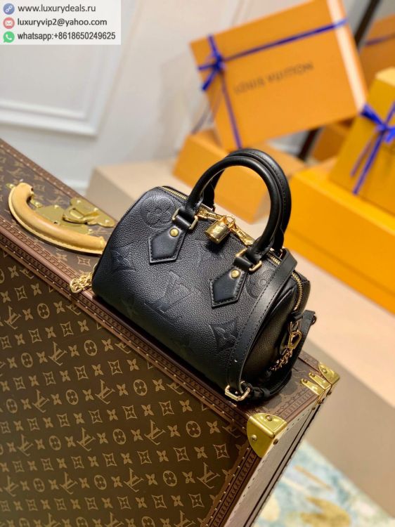 Louis Vuitton LV Speedy Bandouliere 20 bag M58953 Women Black Leather Tote Bags