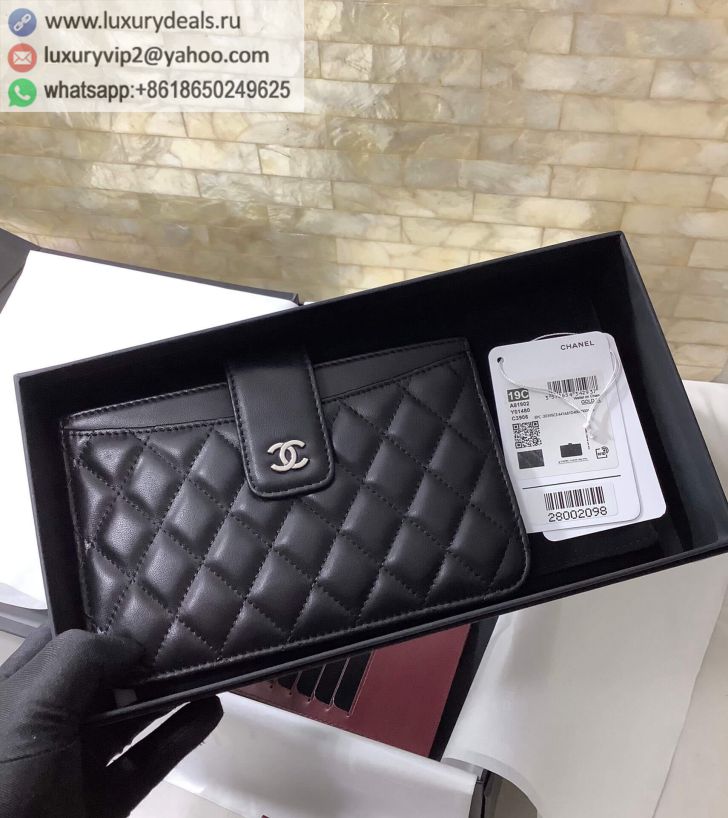 CHANEL Card Holder Long Wallets Phone Bag Card Holder A81902 Black / Silver Buckle
