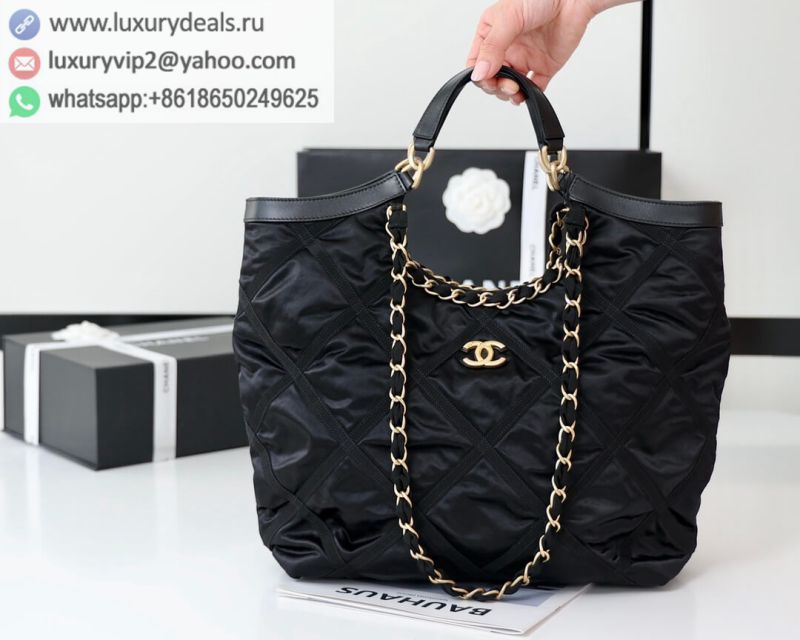 CHANEL 22P Black shoppin Shopping Bags AS3152 Black