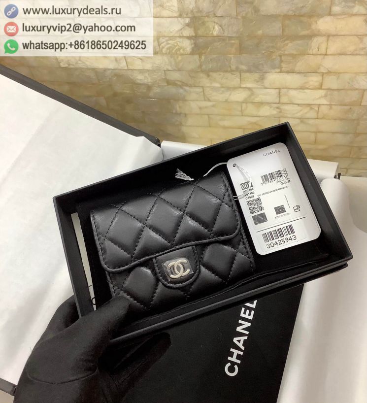 CHANEL Card Holder Wallets A80798 Black / Silver Buckle