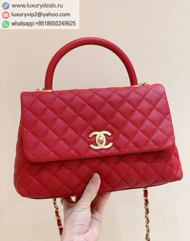CHANEL Classic Coco handle 28CM A92993 Red / Gold Buckle