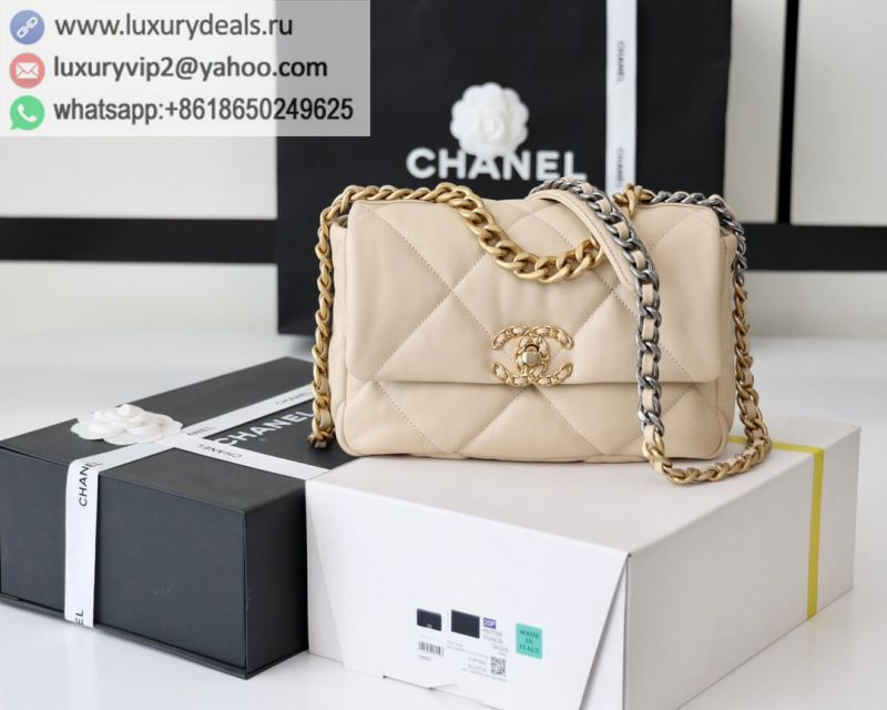 CHANEL Flap 19bag 26CM Apricot Gold Buckle AS1160