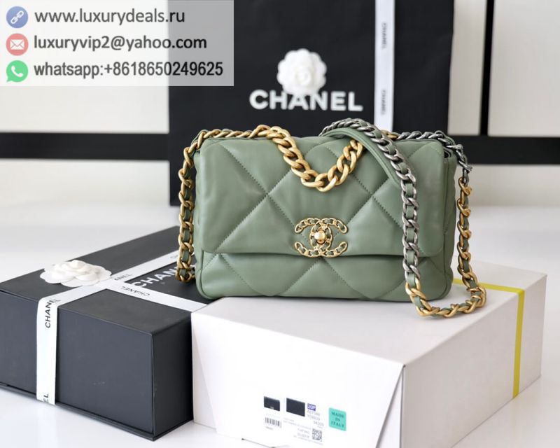 CHANEL Flap 19bag 26CM Green Gold Buckle AS1160