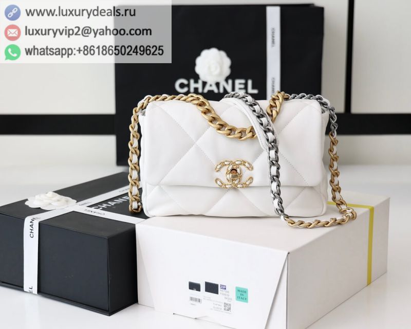 CHANEL Flap 19bag 26CM White Gold Buckle AS1160