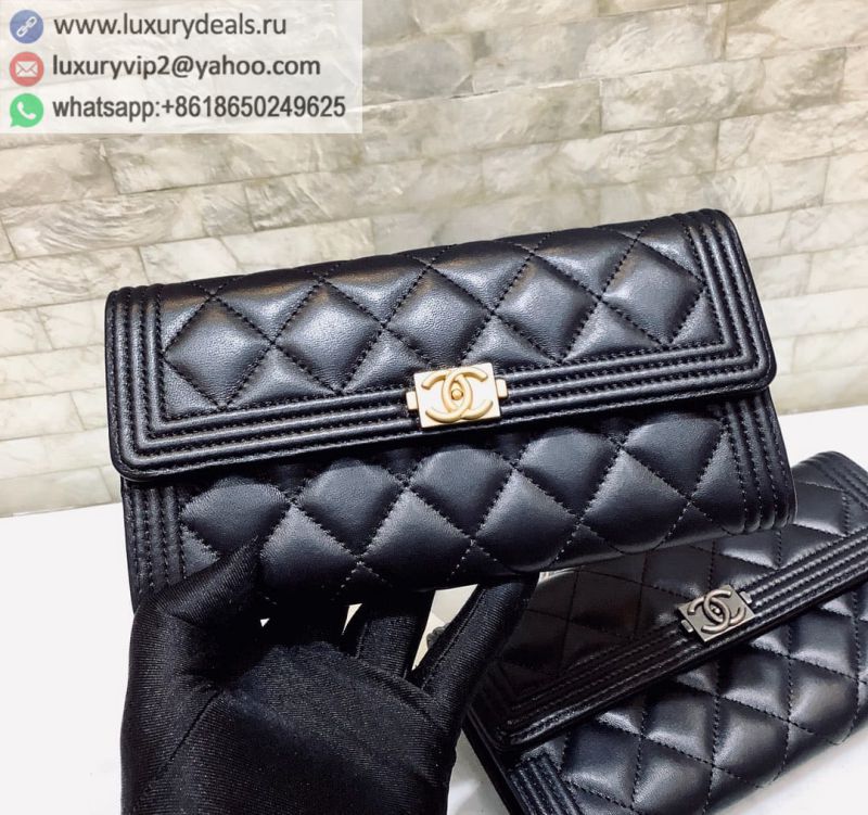 CHANEL Wallets A80283 Black / Gold Buckle