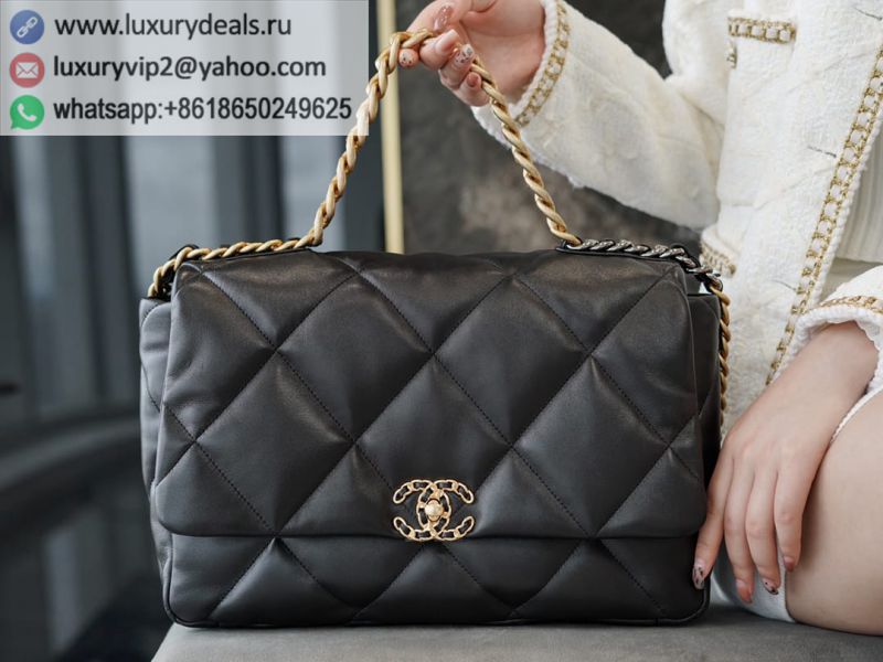 CHANEL Large 19BAG AS1162 Black Gold Buckle