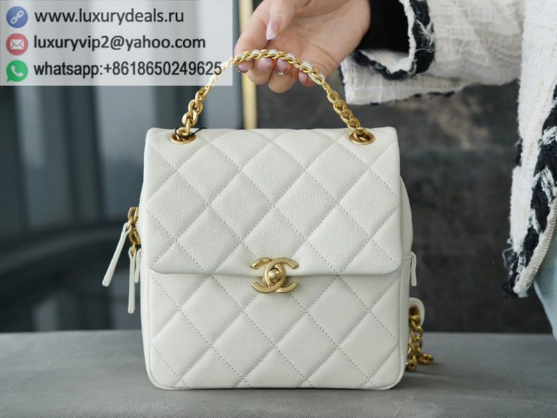 CHANEL 22P White Backpack AS3108