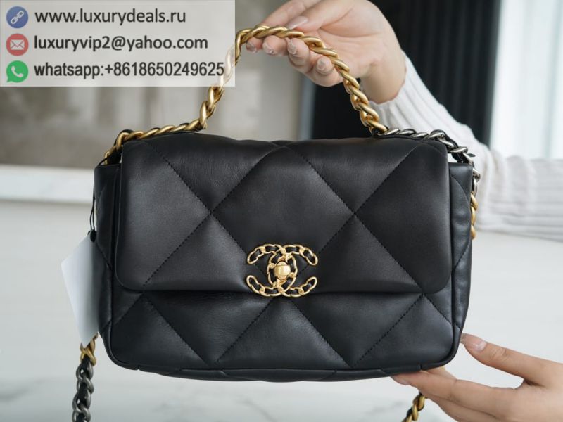 CHANEL Small 26CM 19BAG AS1160 Black Gold Buckle