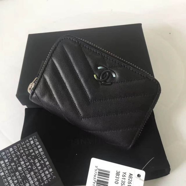 CC Soft Leather Zip A 82613 Black Wallets Women Bags