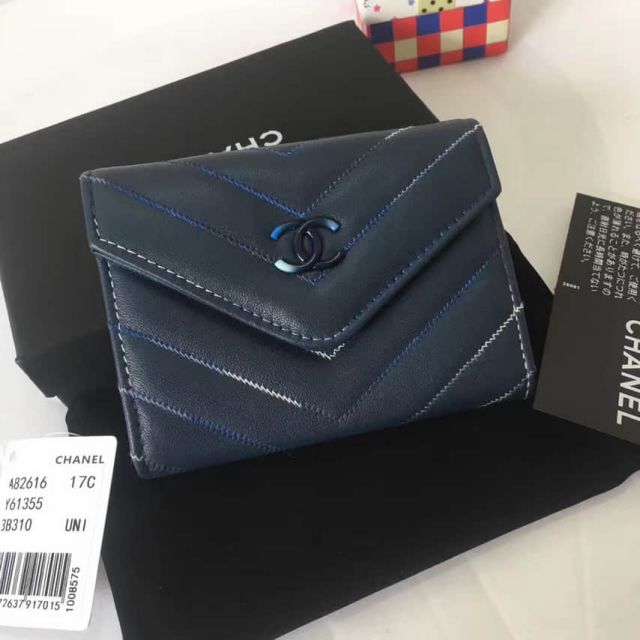 CC Soft Leather A82616 Blue Wallets Women Bags