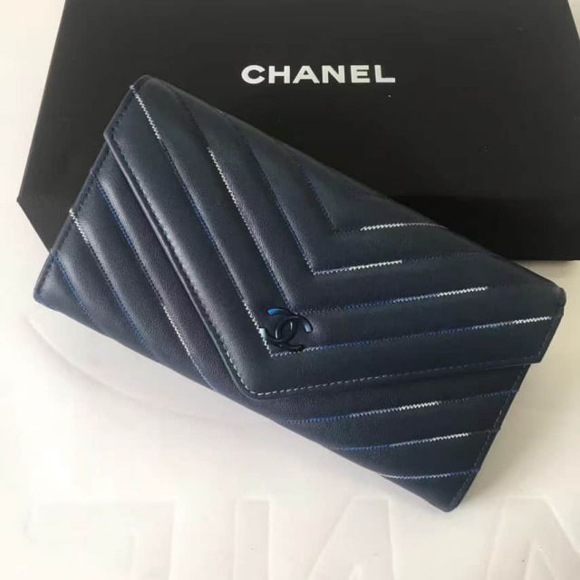 CC Soft Leather Long A82618 Blue Wallets Women Bags
