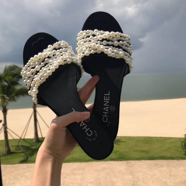 CC 2017SS Leather Slippers Women Shoes