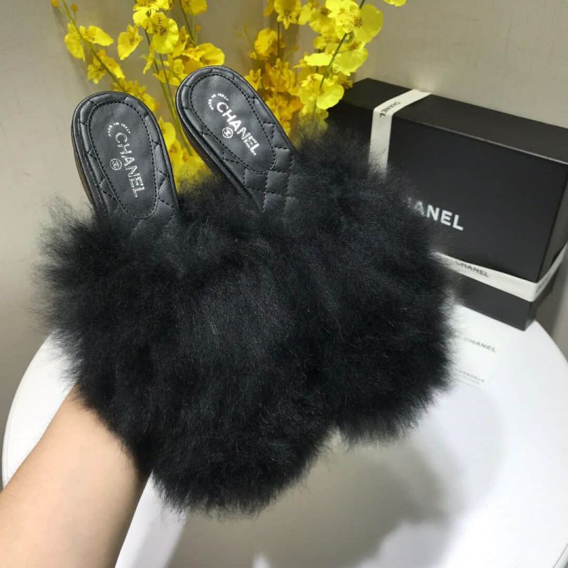 CC 2018FW Leather Slippers Women Shoes