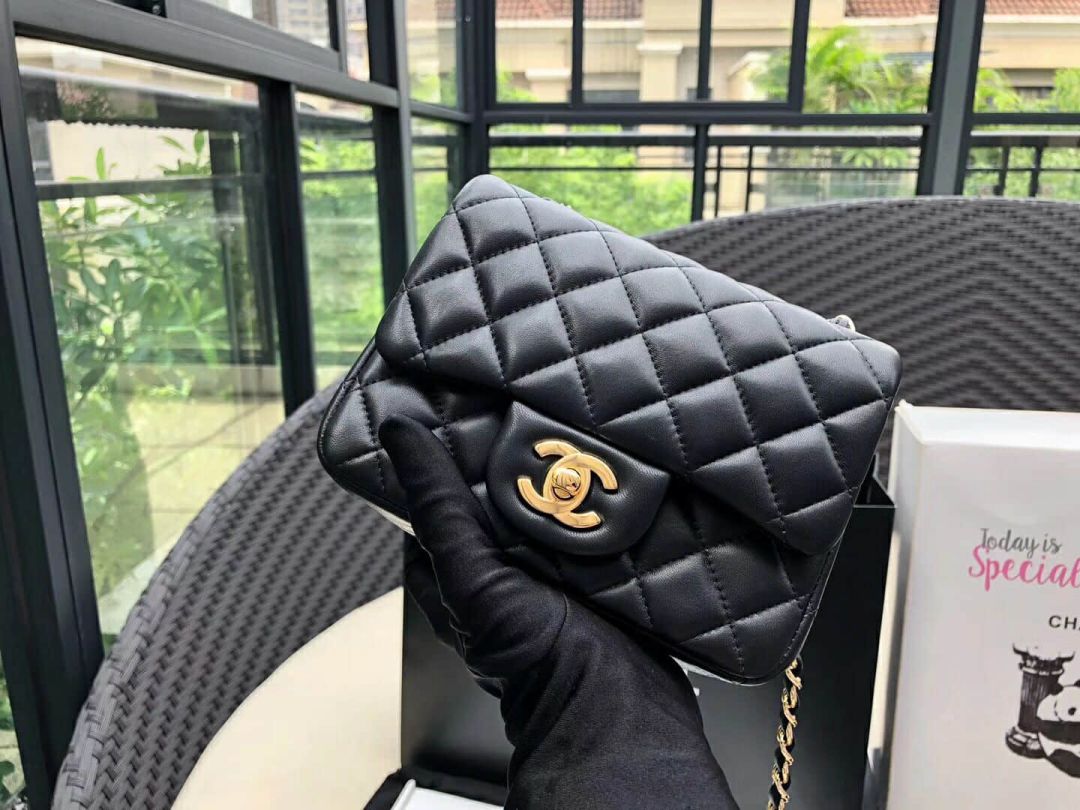 CC Classic Black Soft Leather mini CF 17cm Gold Chain Shoulder Bags Women Bags