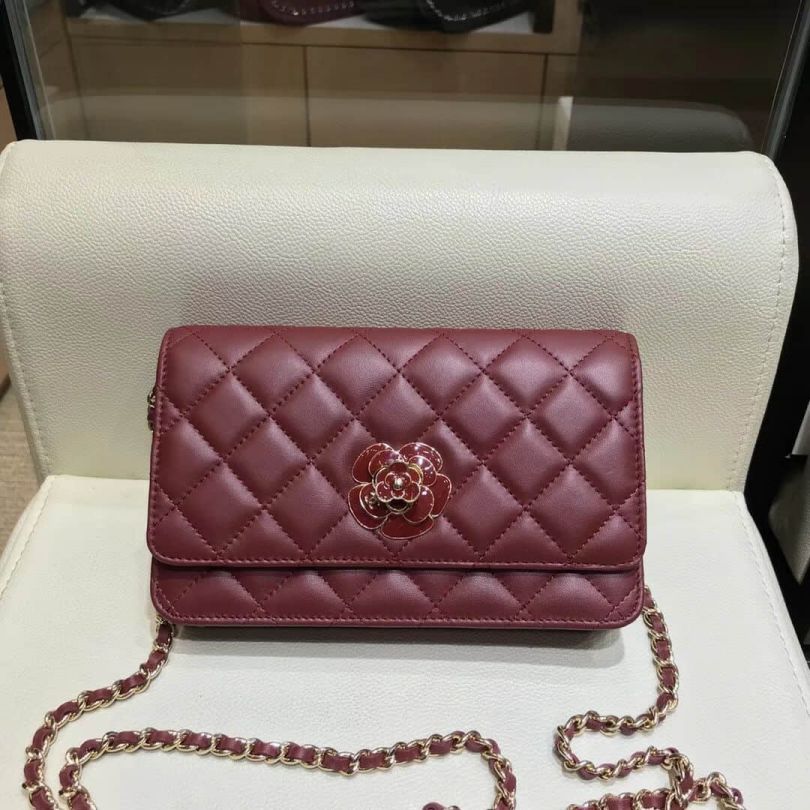 CC 80015 18FW Chain Soft Leather Woc Chain Shoulder Bags Women Bags