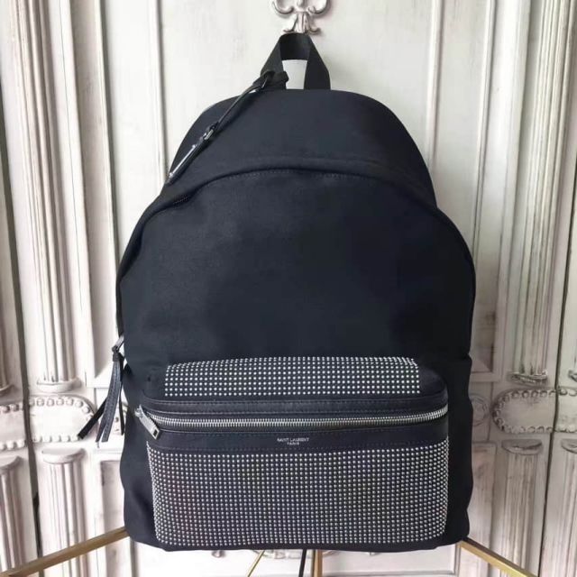 YSL Black Leather CITY Rivet 467985 Backpack Bags
