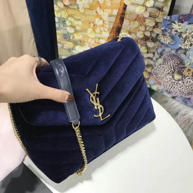 YSL Small LOULOU Blue"Y" Bag on Chain 487218 Shoulder Bags