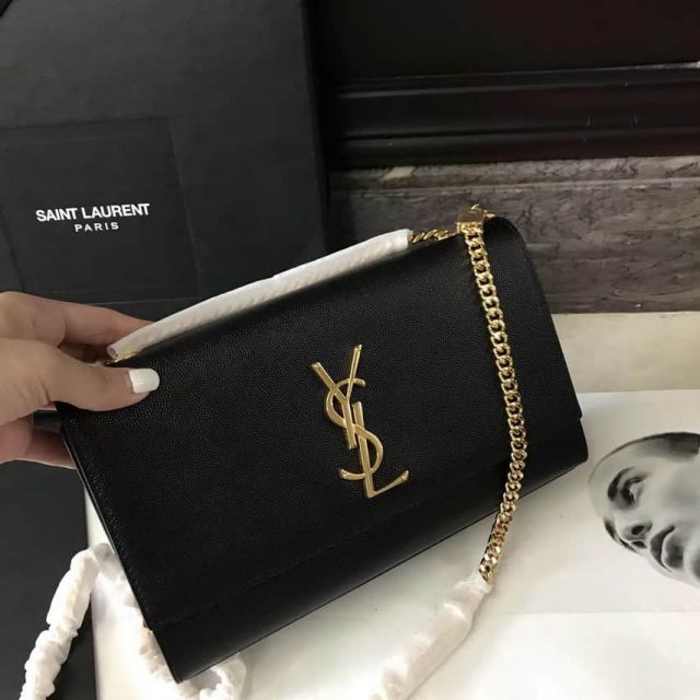 YSL Caviar Leather Chain Crossbody Bag 354021 Gold Buckle Shoulder Bags