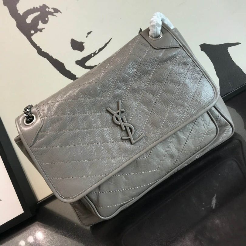 YSL Large niki Vintage Messenger 498830 Grey Shoulder Bags