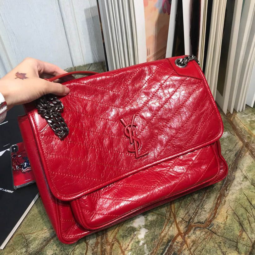 YSL Large niki Vintage Messenger 498830 Red Shoulder Bags