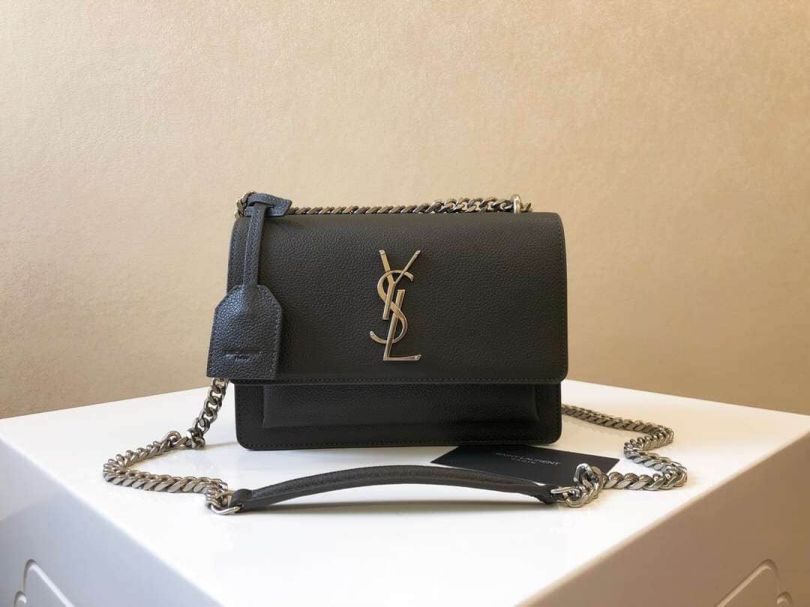 YSL Small SUNSET MONOGRAM Leather 441972 Grey Shoulder Bags