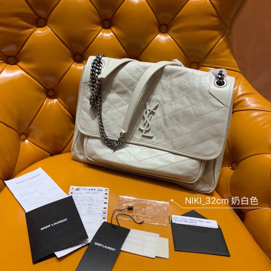 YSL NIKI Cream White Large 498830 Shoulder Bags