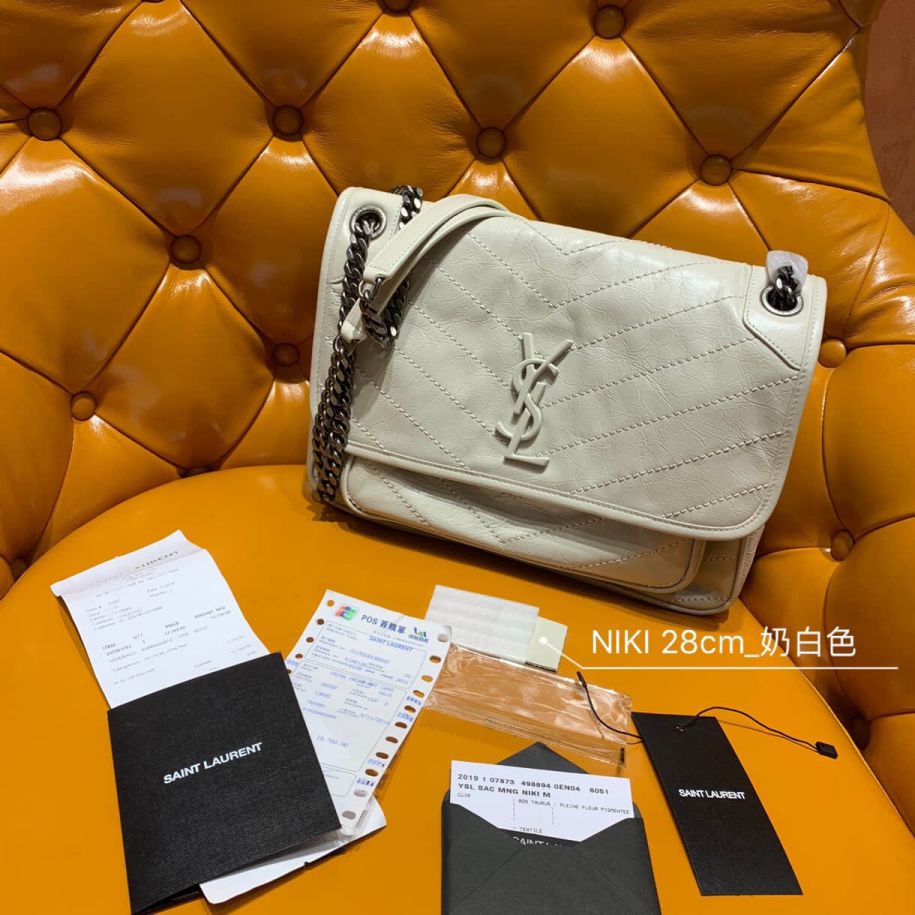 YSL NIKI Cream White Medium 498894 Shoulder Bags