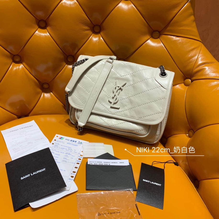 YSL NIKI Cream White Small 533037 Shoulder Bags