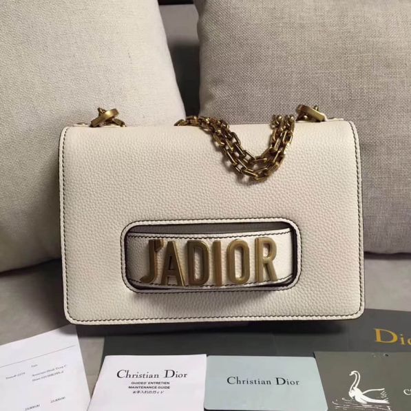 CD JACD WHITE LEATHER CHAIN BAGS