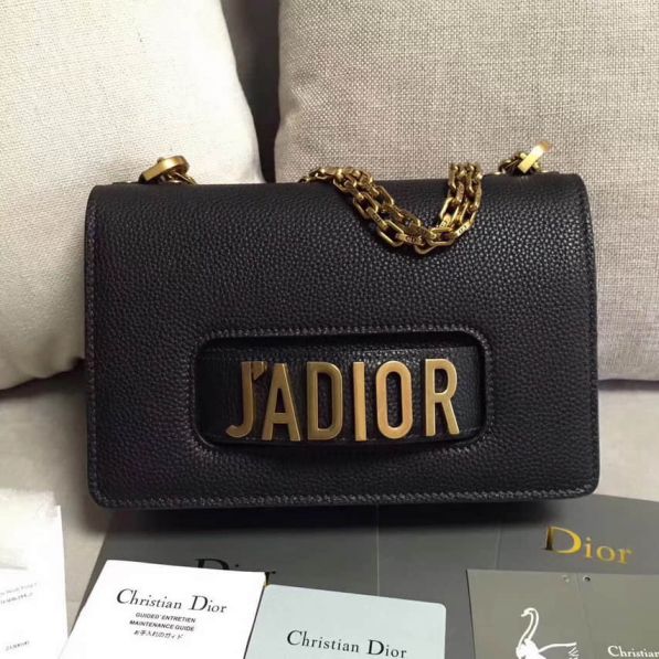 CD JACD BLACK LEATHER CHAIN BAGS