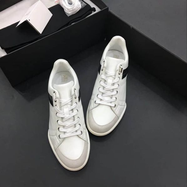 CD WHITE SHOES LEATHER SILVER MEN CAUSAL SHOES