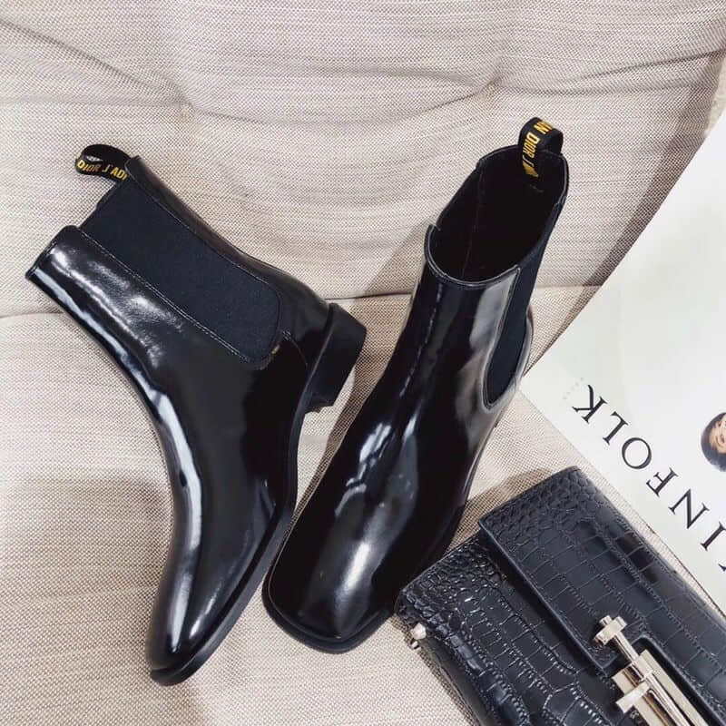 CD 2018FW LEATHER WOMEN BLACK ANKLE BOOTS