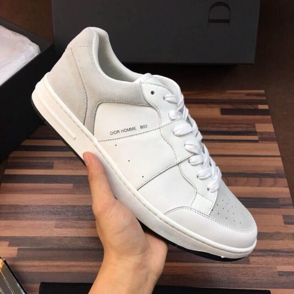 CD SUEDE LEATHER MEN B02 WHITE SNEAKERS