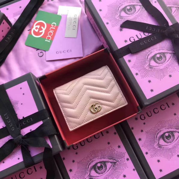 GG Marmont Epi Leather 443125 Pink Women Card Holder