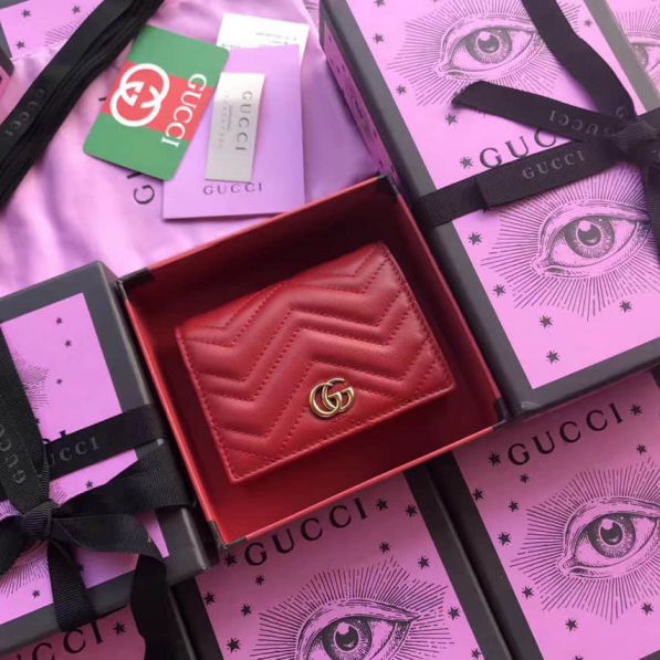 GG Marmont Epi Leather 443125 Red Women Card Holder