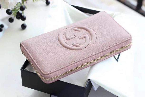 GG SOHO Logo Fringe Leather zip 308004 Pink Women Wallets