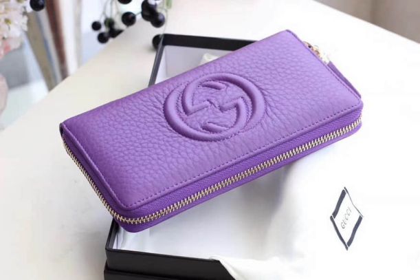 GG SOHO Logo Fringe Leather zip 308004 Purple Women Wallets