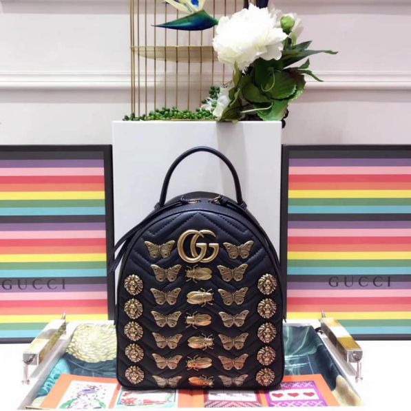 GG Marmont Animal Studs Backpack Butterfly Bee Epi 476671 Women Backpack Bags