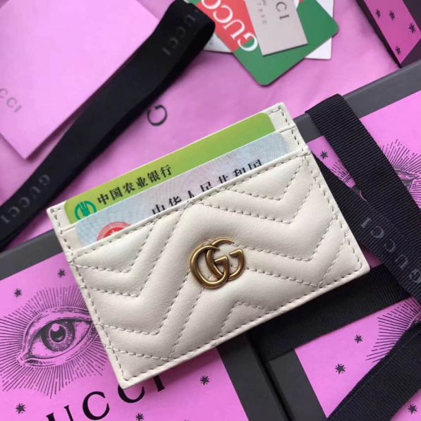 GG marmont 443127 White Leather Women Card Holder