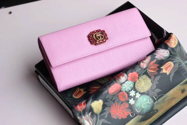 GG Red GG Pink Leather 499779 Women Wallets