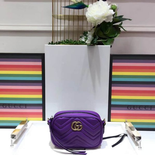 GG Marmont mini 448065 Purple Women Shoulder Bags
