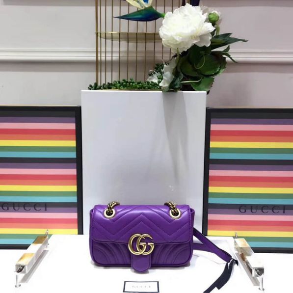 GG Marmont mini 446744 Purple Women Shoulder Bags