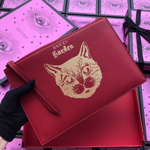 GG NEW Museum Limited Edition Cat Head 516928 Men Clutch Bags