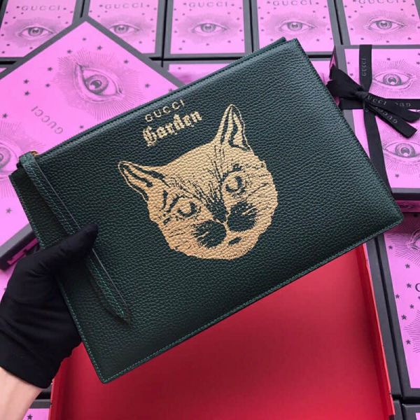 GG NEW Museum Limited Edition Cat Head 516928 Men Clutch Bags