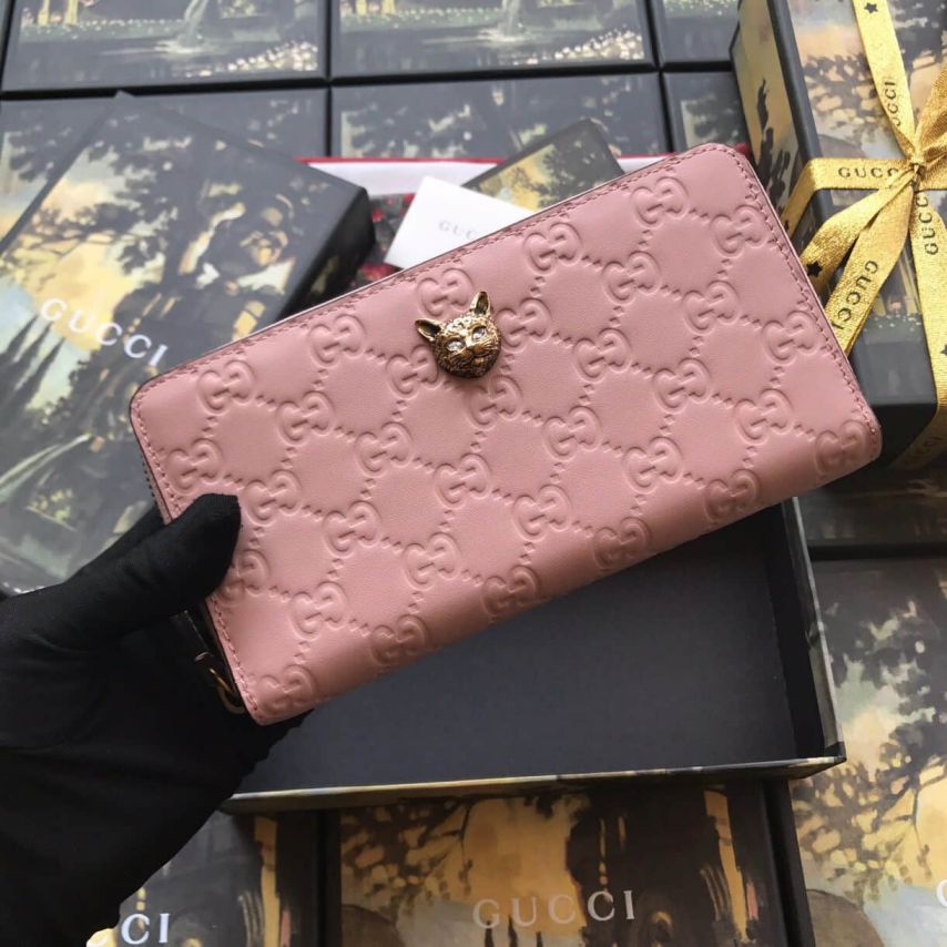 GG 2019SS NEW Signature Cat Head 548058 Leather Women Wallets