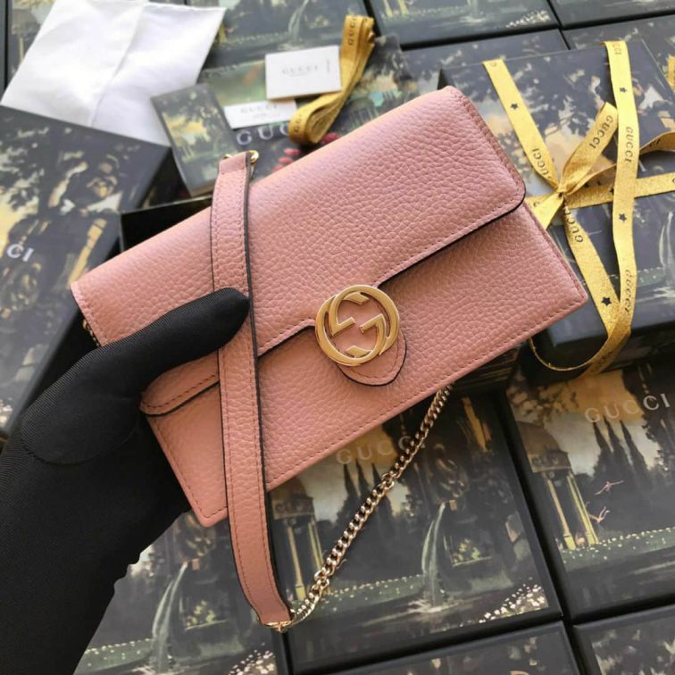 GG 510314 Pink Leather Women Shoulder Bags