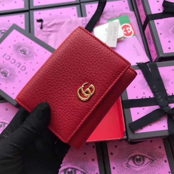 GG 474746 Red Leather Women Wallets