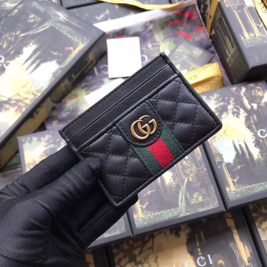 GG 536454 Black Leather Women Card Holder